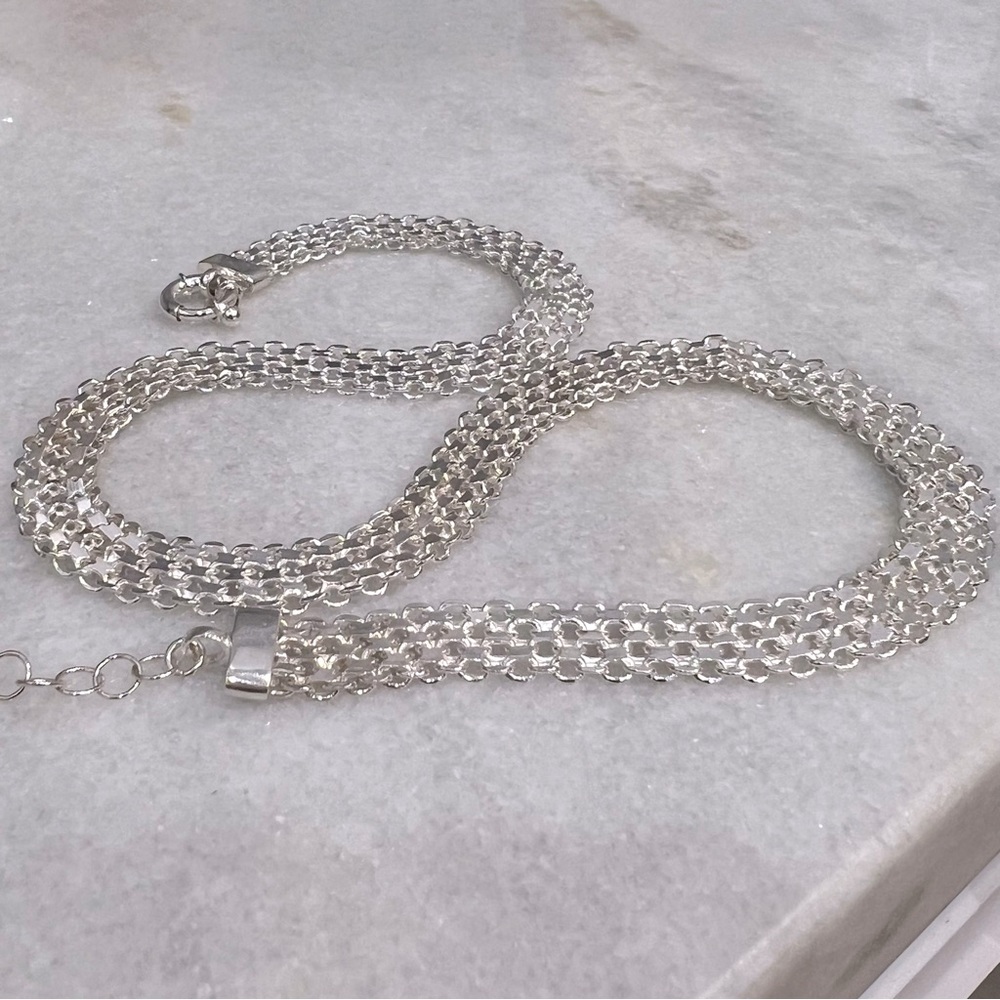 Wide Bismarck Sterling Silver Chain Necklace - Picture 4 of 8